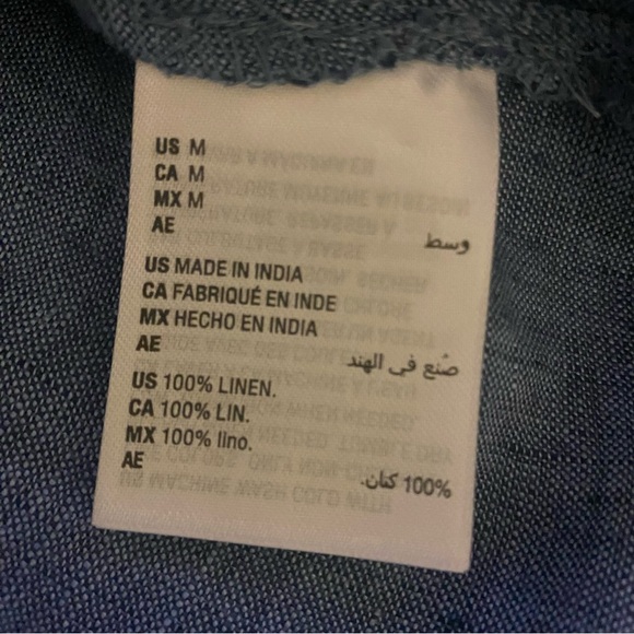 Charter Club Linen Blue Gray Button Down Shirt with Notched Collar NWT M - Picture 5 of 6